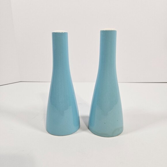 Vintage Mikasa Cera Stone Salt & Pepper Shakers Mid Century Blue Ceramic MCM - Picture 8 of 8